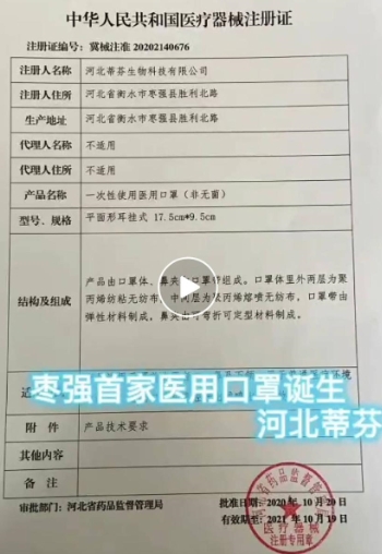 河北蒂芬一次性使用医用口罩(非无菌)