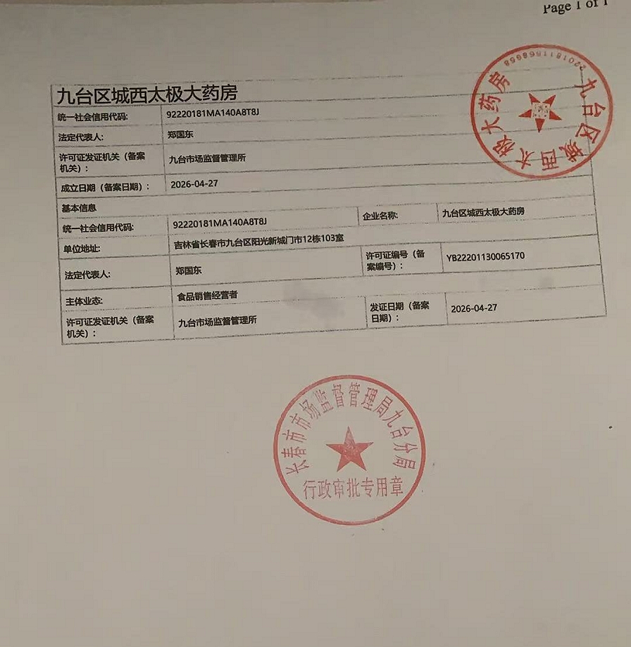 食品经营许可证