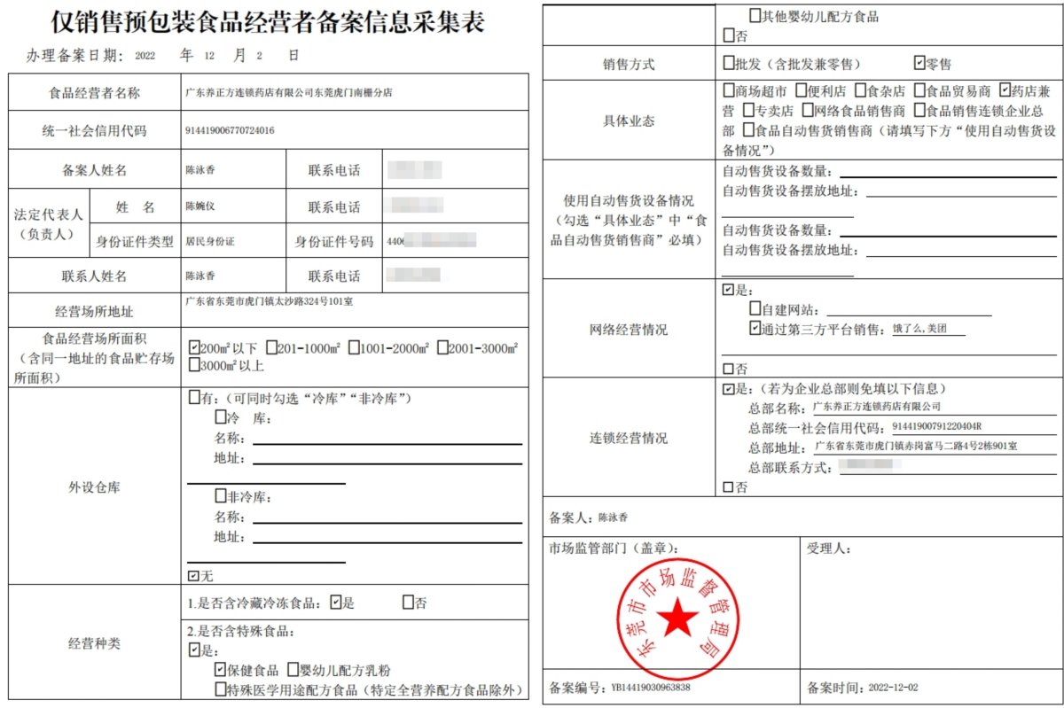食品經營許可證