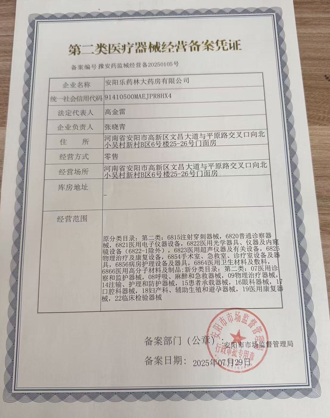 2类器械经营备案