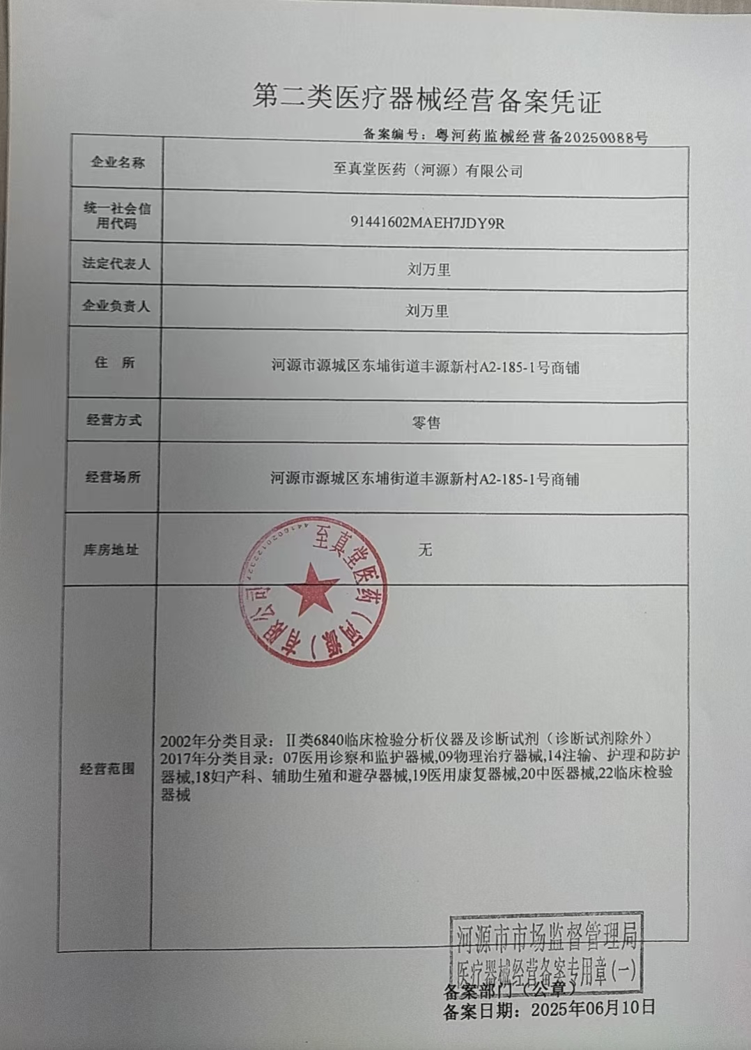 2类器械经营备案
